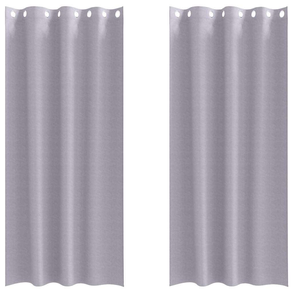Blackout Curtains with Rings 2 pcs Metal Grey 260 x 140 cm