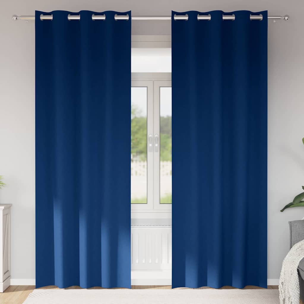 Blackout Curtains with Rings 2 pcs Dark Blue 245 x 140 cm