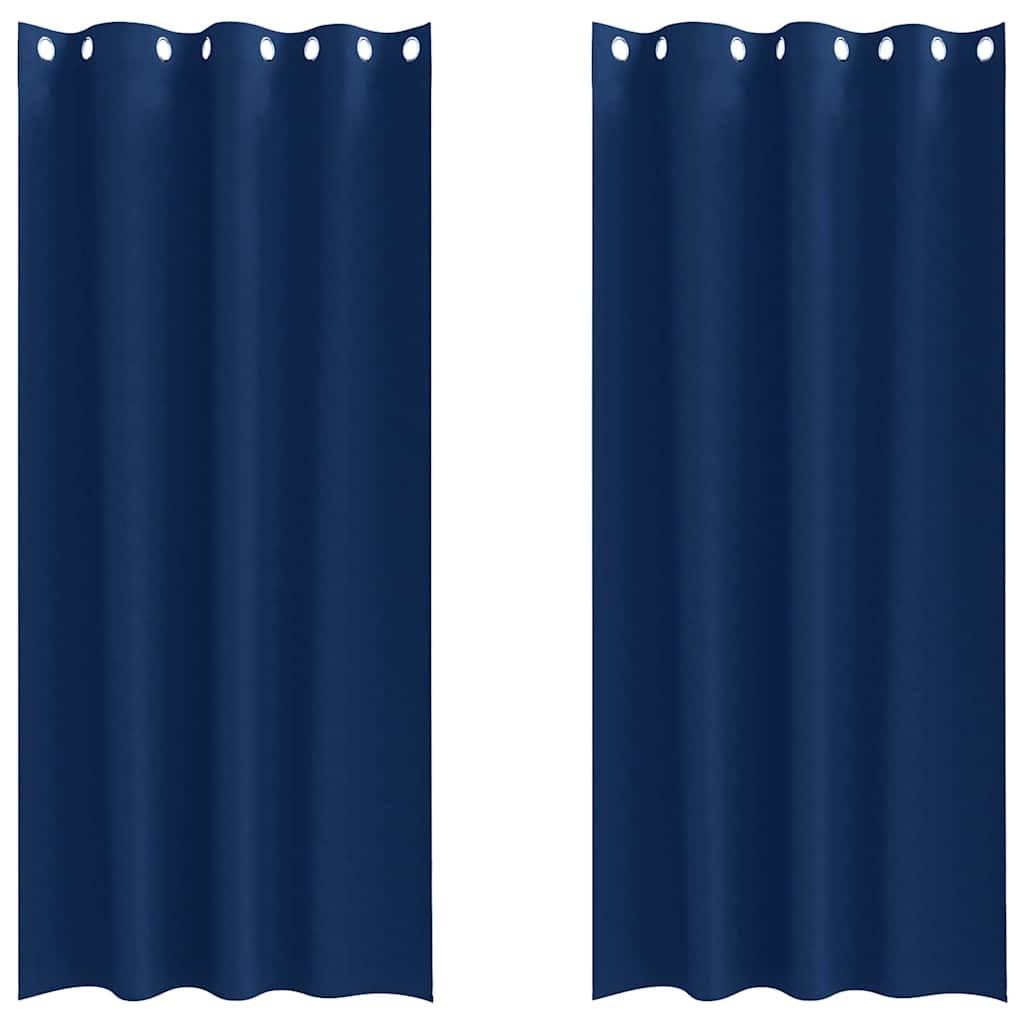 Blackout Curtains with Rings 2 pcs Dark Blue 245 x 140 cm