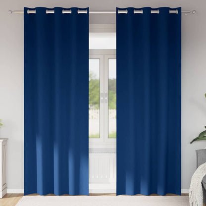 Blackout Curtains with Rings 2 pcs Dark Blue 260 x 140 cm