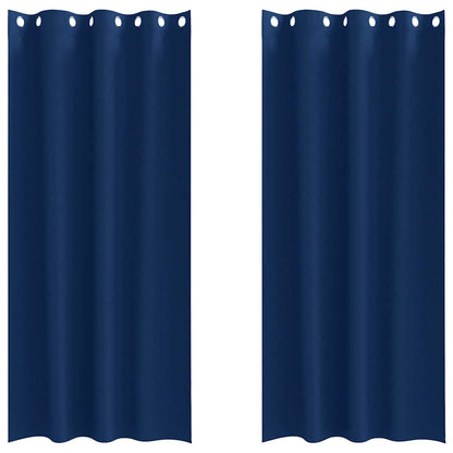 Blackout Curtains with Rings 2 pcs Dark Blue 260 x 140 cm