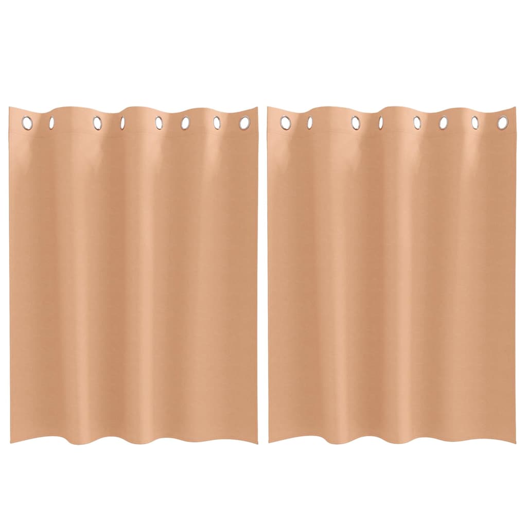 Blackout Curtains with Rings 2 pcs Light Brown 140 x 140 cm