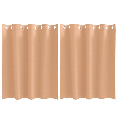 Blackout Curtains with Rings 2 pcs Light Brown 140 x 140 cm