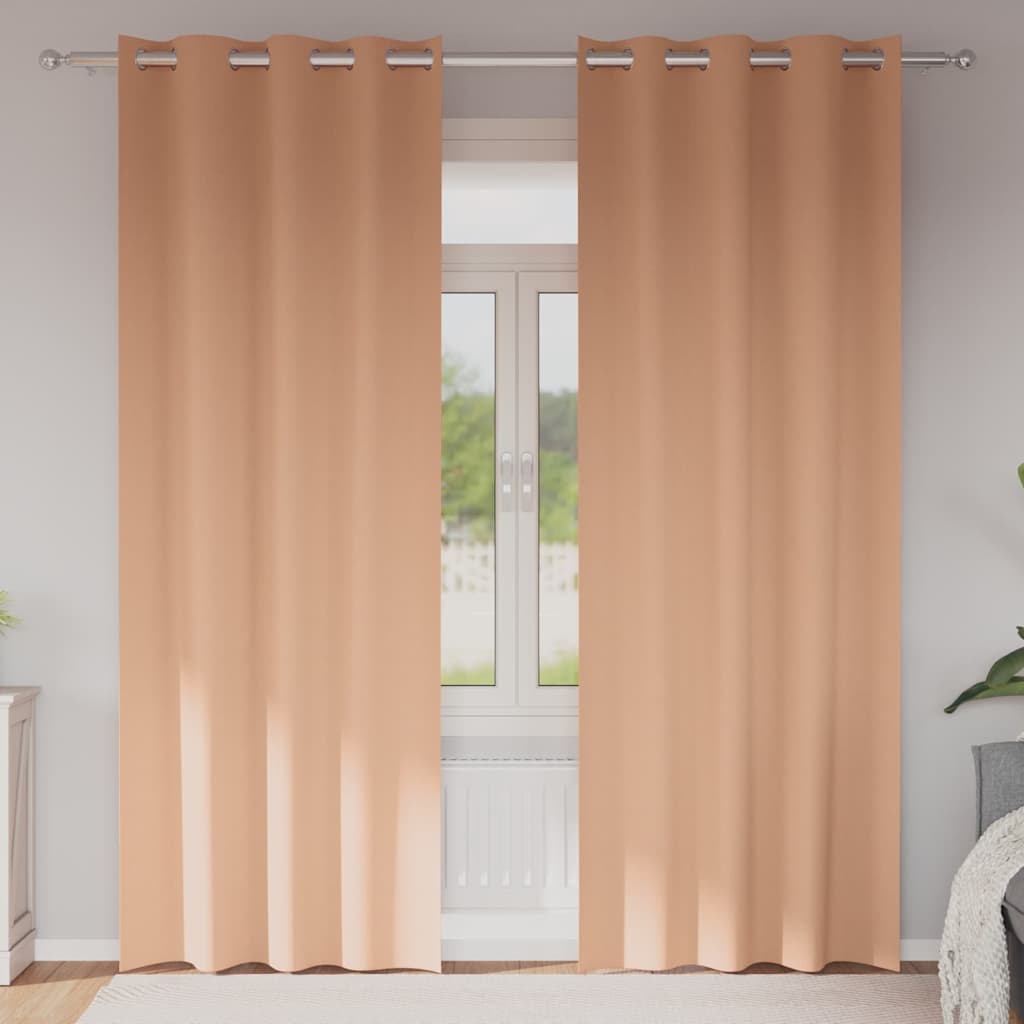 Blackout Curtains with Rings 2 pcs Light Brown 245 x 140 cm