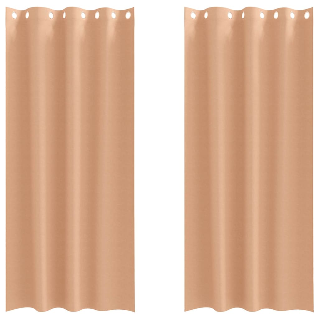 Blackout Curtains with Rings 2 pcs Light Brown 245 x 140 cm