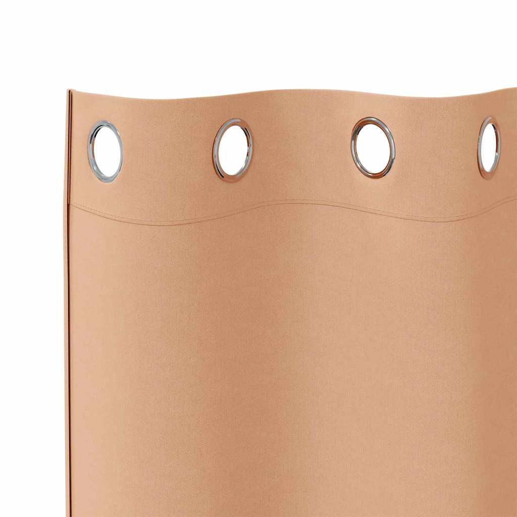 Blackout Curtains with Rings 2 pcs Light Brown 260 x 140 cm