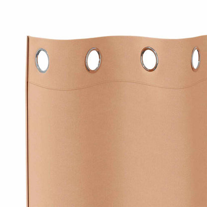 Blackout Curtains with Rings 2 pcs Light Brown 260 x 140 cm