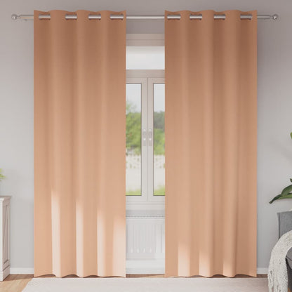 Blackout Curtains with Rings 2 pcs Light Brown 260 x 140 cm