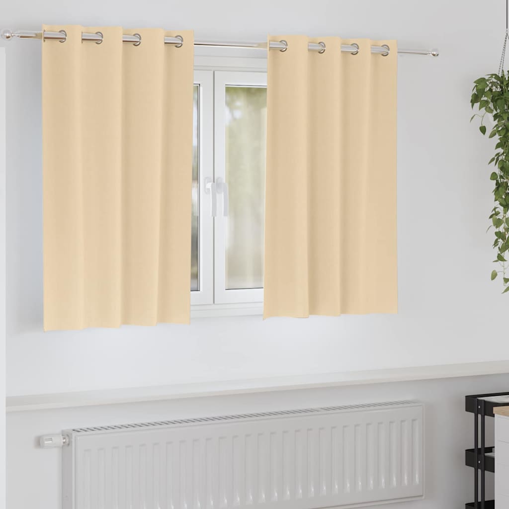 Blackout Curtains with Rings 2 pcs Cream 140 x 140 cm Polyester