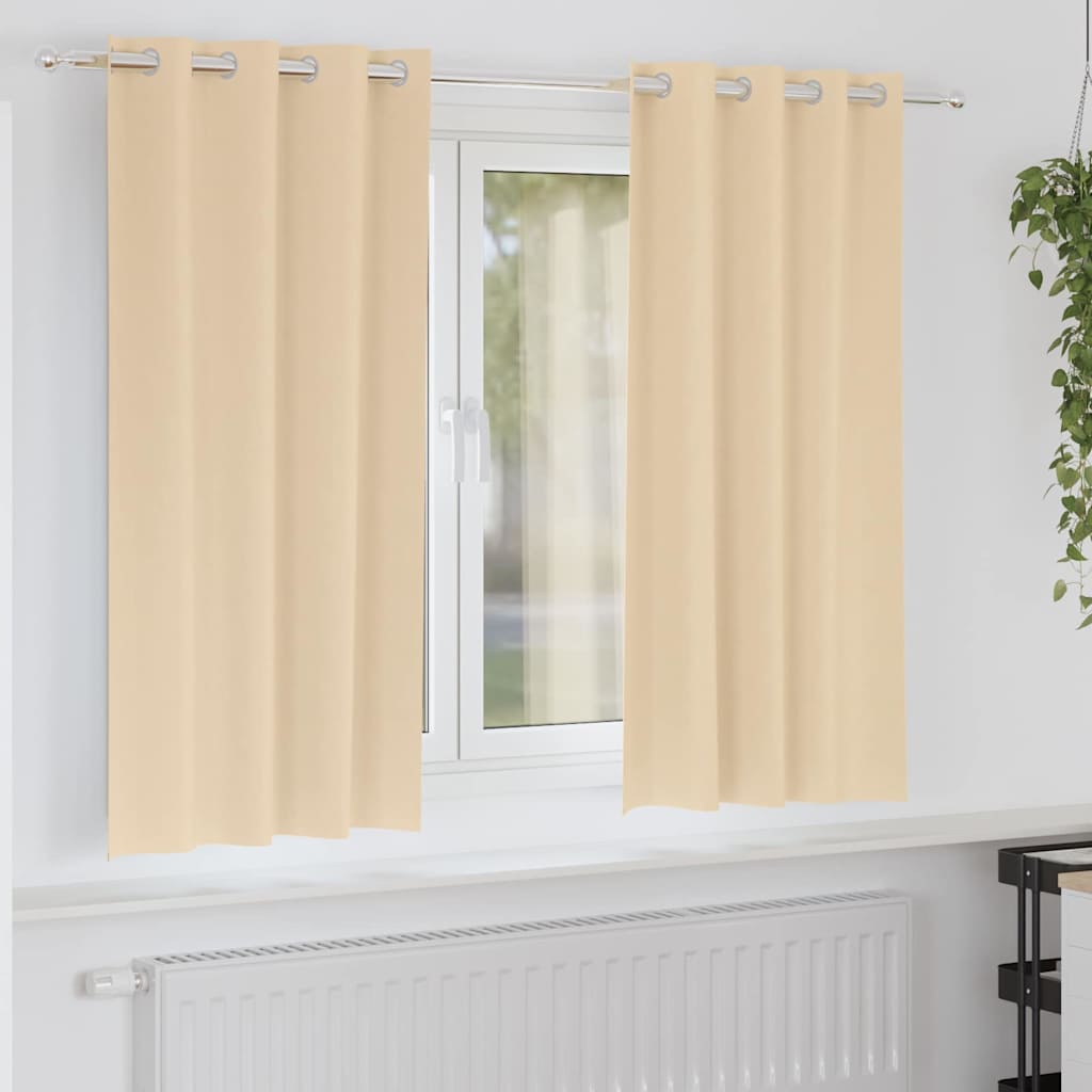 Blackout Curtains with Rings 2 pcs Cream 175 x 140 cm Polyester