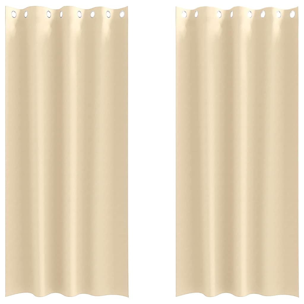 Blackout Curtains with Rings 2 pcs Cream 260 x 140 cm Polyester