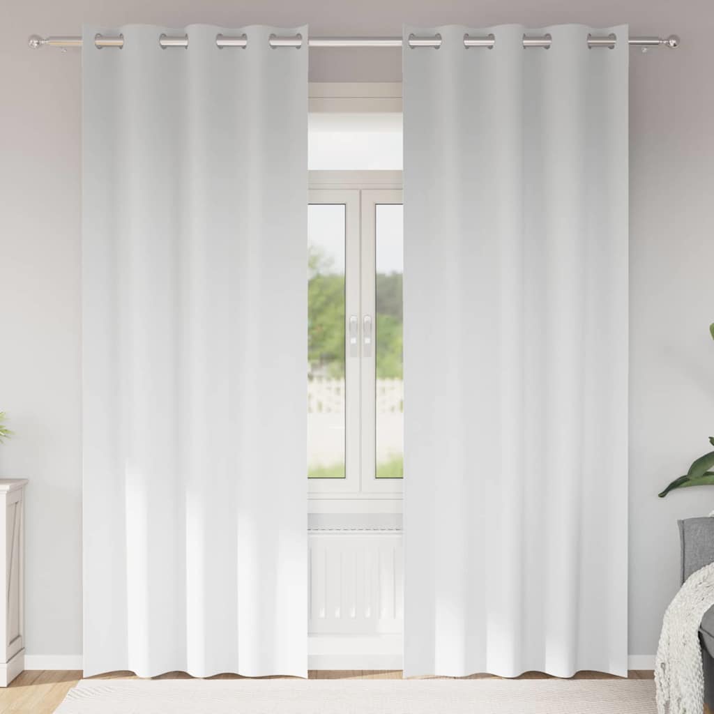Blackout Curtains with Rings 2 pcs Pure White 245 x 140 cm