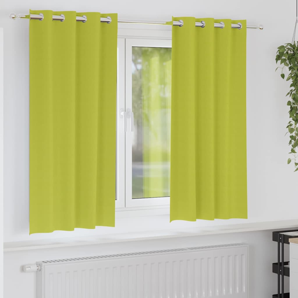 Blackout Curtains with Rings 2 pcs Green 175 x 140 cm Polyester