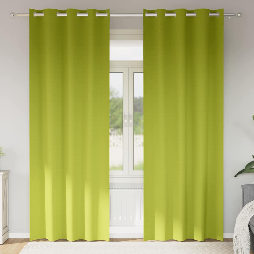 Blackout Curtains with Rings 2 pcs Green 225 x 140 cm Polyester