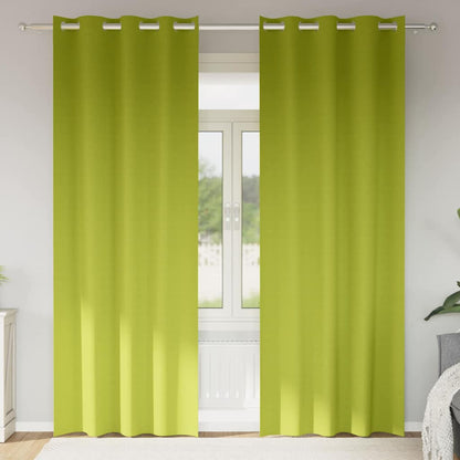Blackout Curtains with Rings 2 pcs Green 245 x 140 cm Polyester