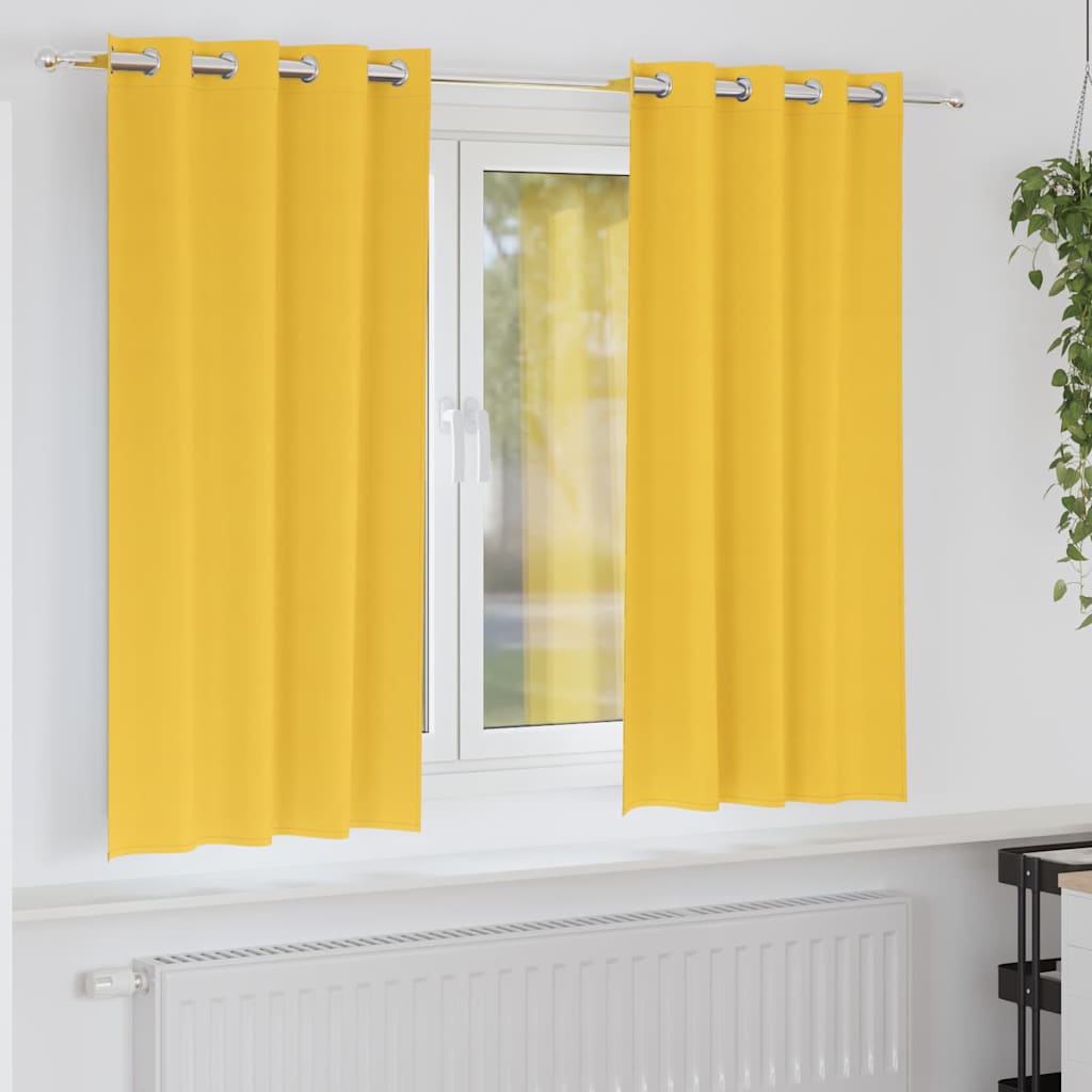 Blackout Curtains with Rings 2 pcs Mustard Yellow 175 x 140 cm
