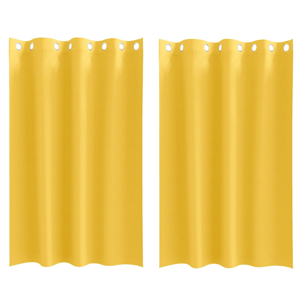 Blackout Curtains with Rings 2 pcs Mustard Yellow 175 x 140 cm