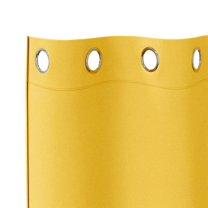 Blackout Curtains with Rings 2 pcs Mustard Yellow 225 x 140 cm