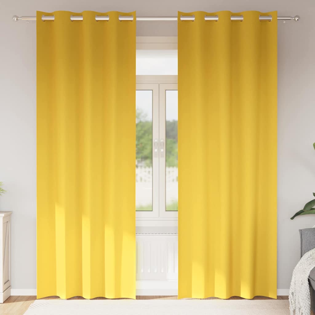 Blackout Curtains with Rings 2 pcs Mustard Yellow 225 x 140 cm
