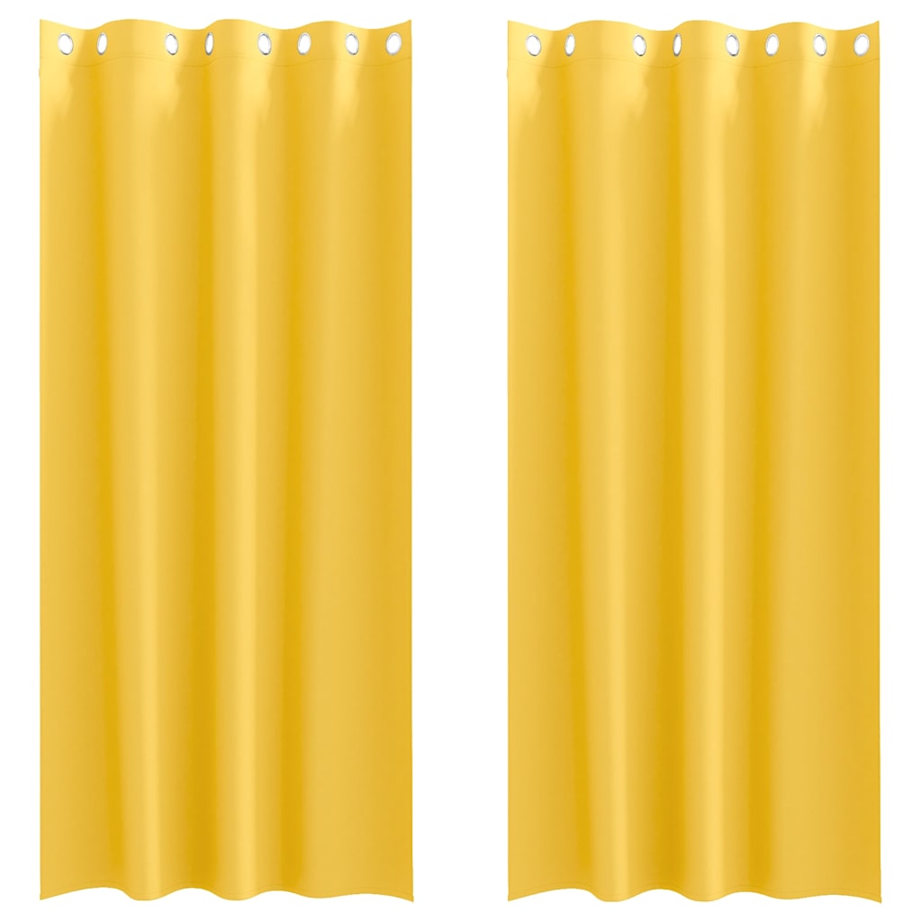 Blackout Curtains with Rings 2 pcs Mustard Yellow 225 x 140 cm