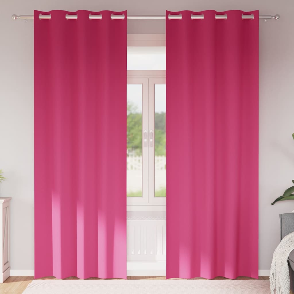 Blackout Curtains with Rings 2 pcs Bright Pink 225 x 140 cm