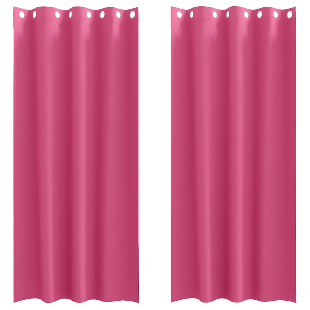 Blackout Curtains with Rings 2 pcs Bright Pink 225 x 140 cm