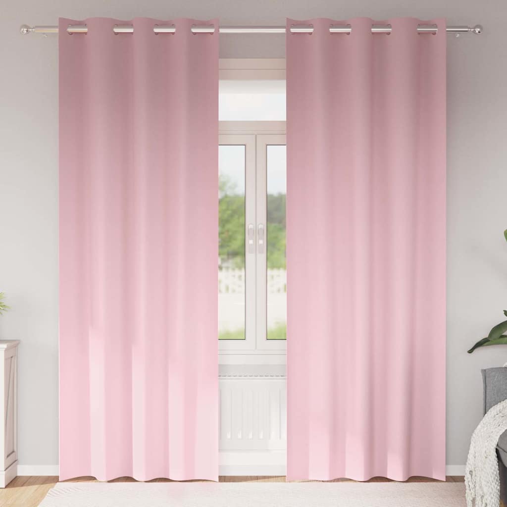 Blackout Curtains with Rings 2 pcs Baby Pink 260 x 140 cm