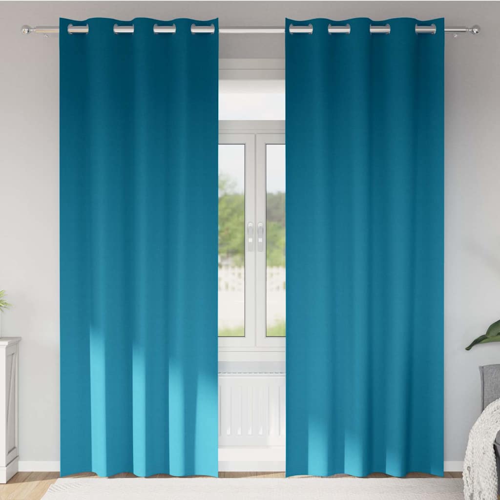 Blackout Curtains with Rings 2 pcs Turquoise 260 x 140 cm