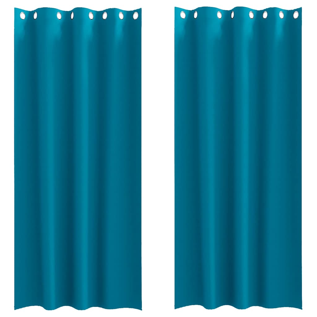 Blackout Curtains with Rings 2 pcs Turquoise 260 x 140 cm
