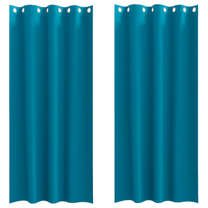 Blackout Curtains with Rings 2 pcs Turquoise 260 x 140 cm