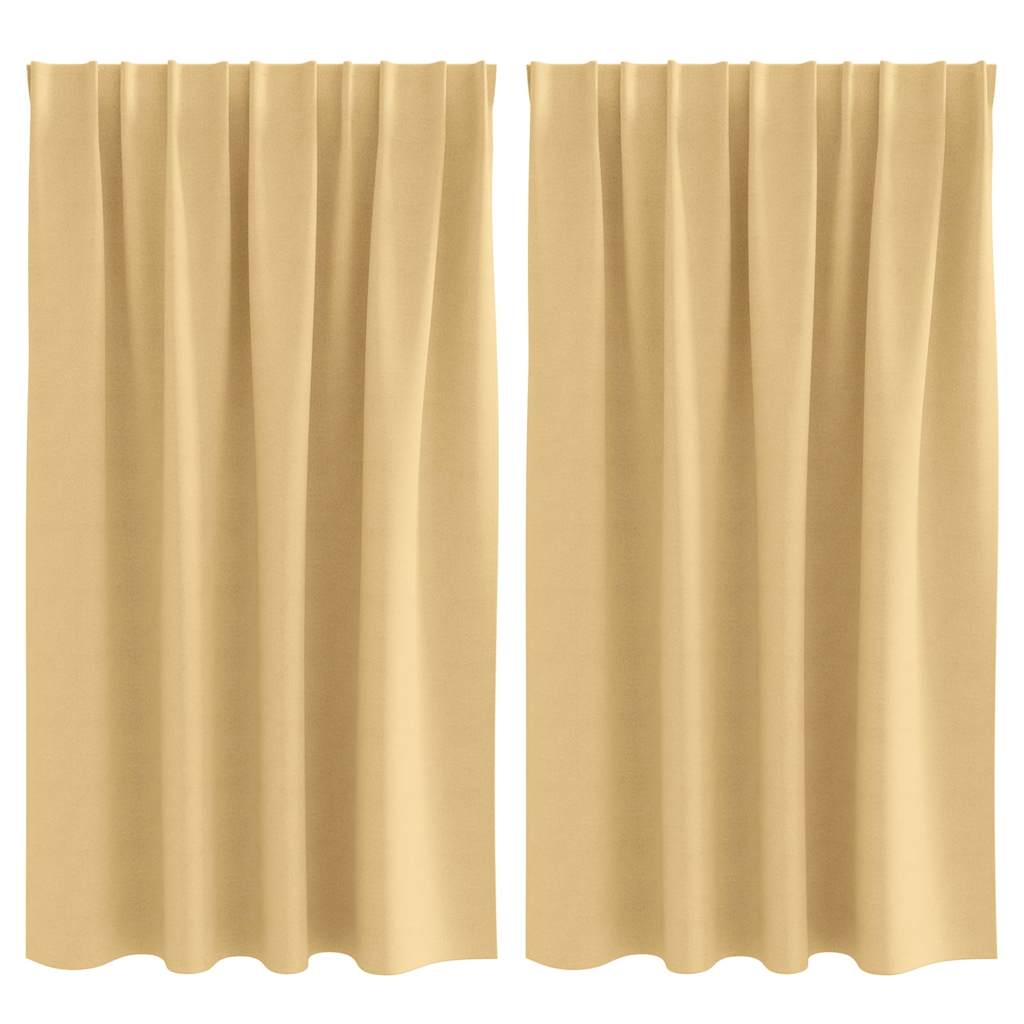 Blackout Curtains with Rings 2 pcs Beige 140 x 140 cm Polyester