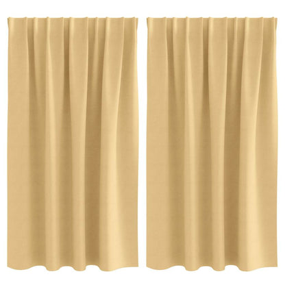 Blackout Curtains with Rings 2 pcs Beige 140 x 140 cm Polyester