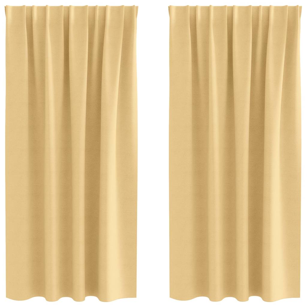 Blackout Curtains with Rings 2 pcs Beige 175 x 140 cm Polyester