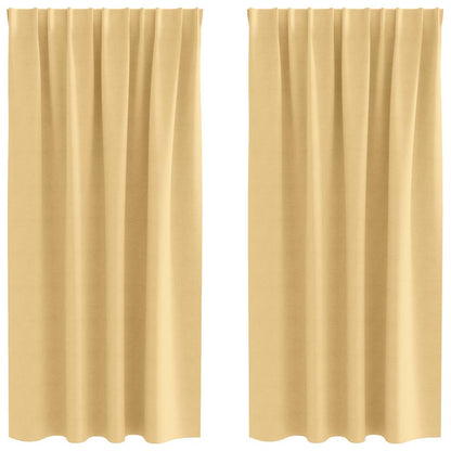 Blackout Curtains with Rings 2 pcs Beige 175 x 140 cm Polyester