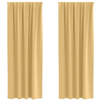 Blackout Curtains with Rings 2 pcs Beige 245 x 140 cm Polyester