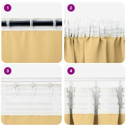 Blackout Curtains with Rings 2 pcs Beige 260 x 140 cm Polyester
