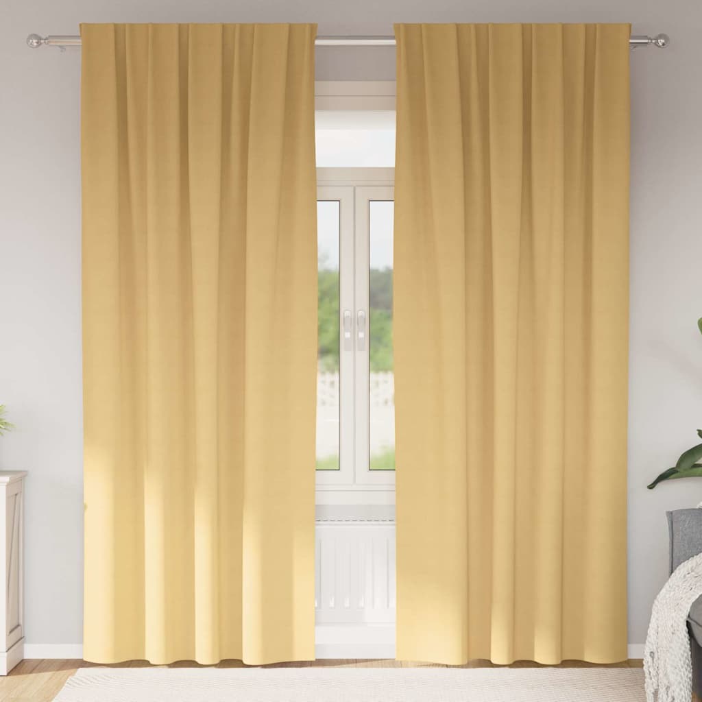 Blackout Curtains with Rings 2 pcs Beige 260 x 140 cm Polyester