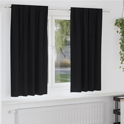 Blackout Curtains with Rings 2 pcs Black 175 x 140 cm Polyester