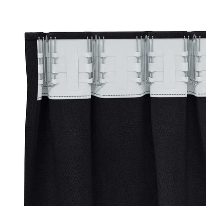 Blackout Curtains with Rings 2 pcs Black 225 x 140 cm Polyester