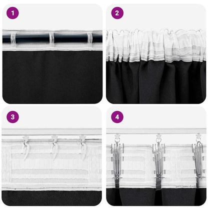 Blackout Curtains with Rings 2 pcs Black 225 x 140 cm Polyester