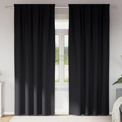 Blackout Curtains with Rings 2 pcs Black 260 x 140 cm Polyester