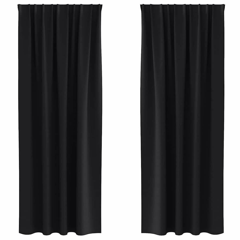 Blackout Curtains with Rings 2 pcs Black 260 x 140 cm Polyester