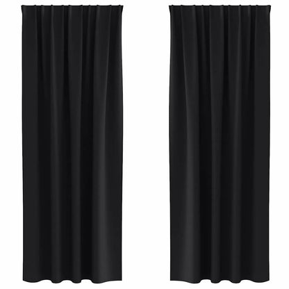 Blackout Curtains with Rings 2 pcs Black 260 x 140 cm Polyester