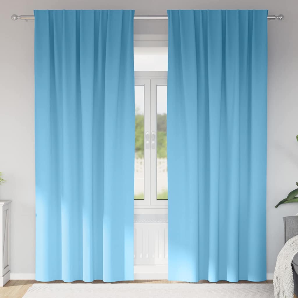 Blackout Curtains with Rings 2 pcs Light Blue 225 x 140 cm