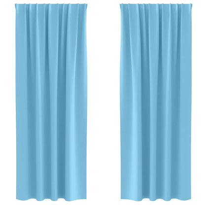 Blackout Curtains with Rings 2 pcs Light Blue 225 x 140 cm