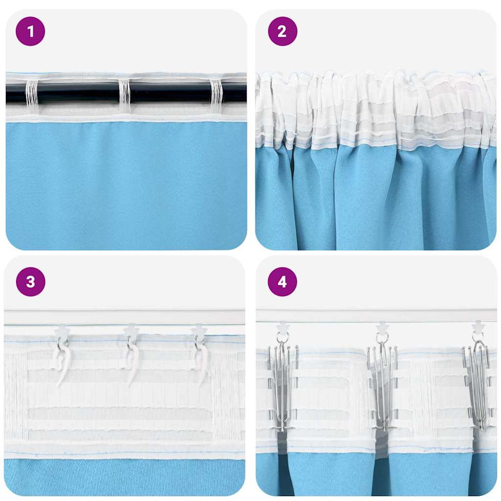 Blackout Curtains with Rings 2 pcs Light Blue 245 x 140 cm