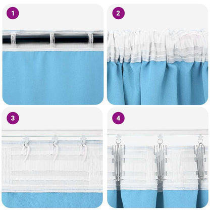 Blackout Curtains with Rings 2 pcs Light Blue 260 x 140 cm