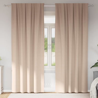 Blackout Curtains with Rings 2 pcs Taupe 225 x 140 cm Polyester