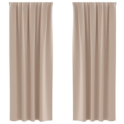Blackout Curtains with Rings 2 pcs Taupe 225 x 140 cm Polyester