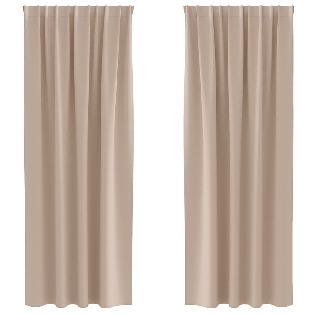 Blackout Curtains with Rings 2 pcs Taupe 245 x 140 cm Polyester